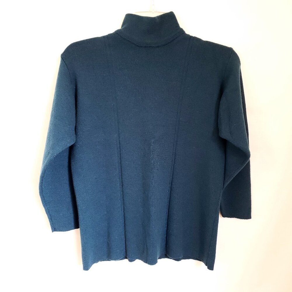 Y2K Vintage Teal mockneck wool 3/4 sleeve teal Sweater Top Size S